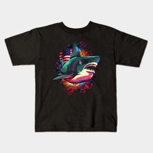 Patriotic Shark Kids T-Shirt